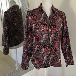 Talbots Christmas Holiday button down shirt top